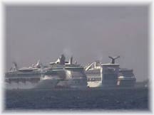 Four cruise ships docked at Cozumel
